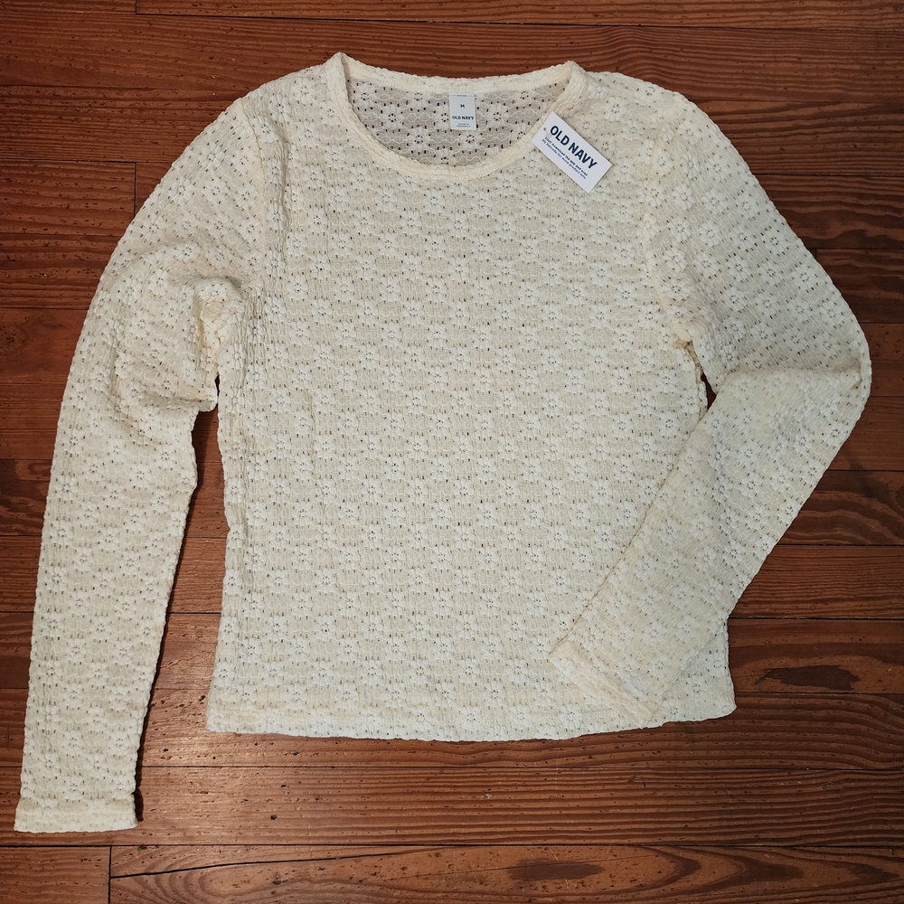 Cream Lace Long Sleeve Top